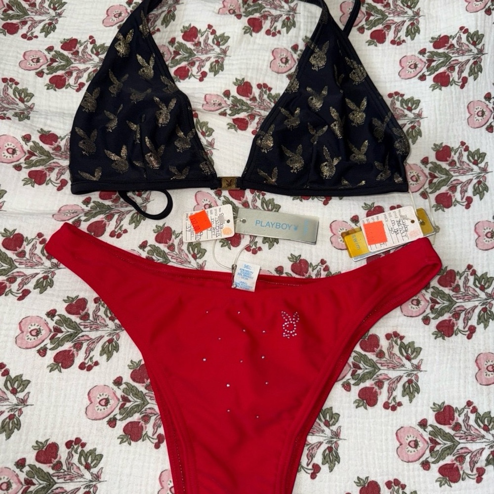 PLAYBOY Black and Gold Bikini Set
